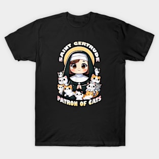 St. Gertrude of Nivelles Patron Saint of Cats Lovers T-Shirt